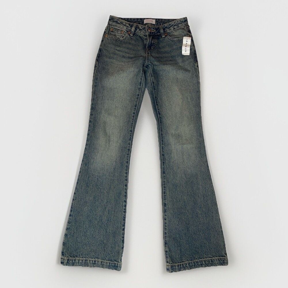 Pacsun Women's Jeans Low Rise Straight Size 22 Black/Grey Denim 28 Inseam